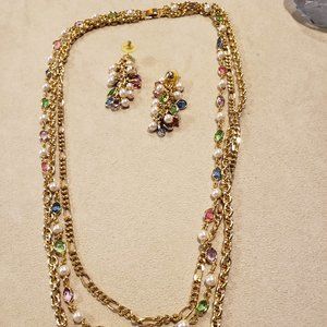 Three Strand necklace and earring set